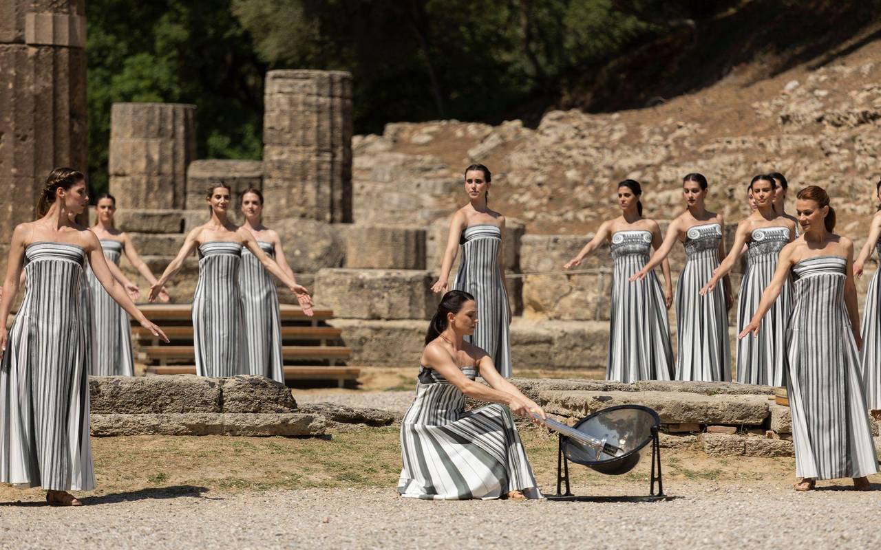 Probe zur Entzündung des olympischen Feuers in Griechenland