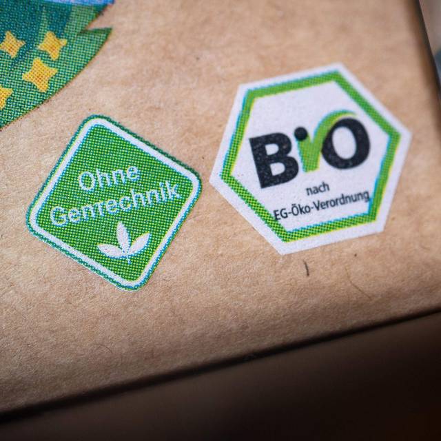Ein Label mit der Aufschrift "Ohne Gentechnik"
