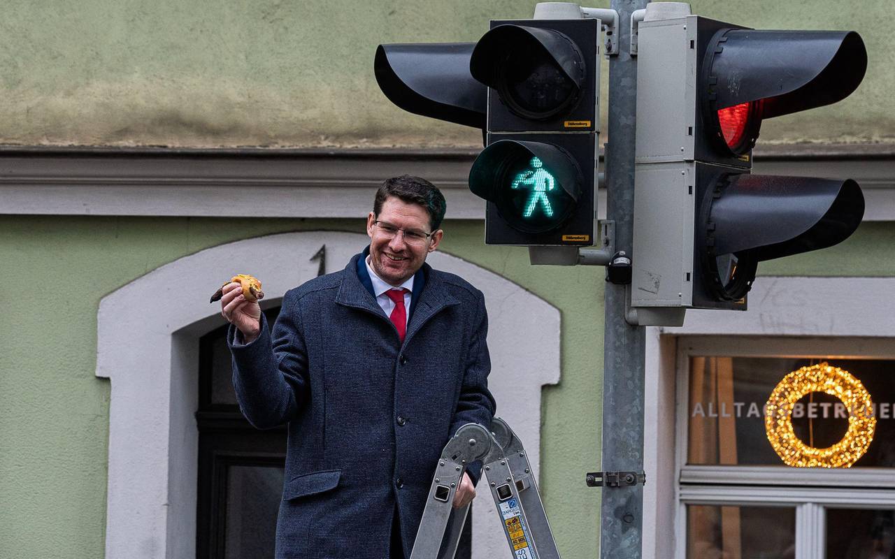 Ampelmännchen mit Bratwurst in Coburg