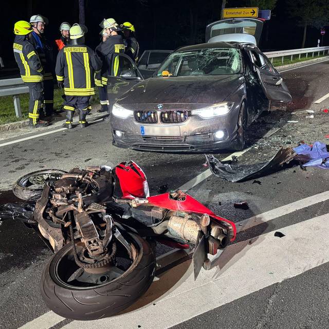 Motorradunfall auf der Bundesstraße 13