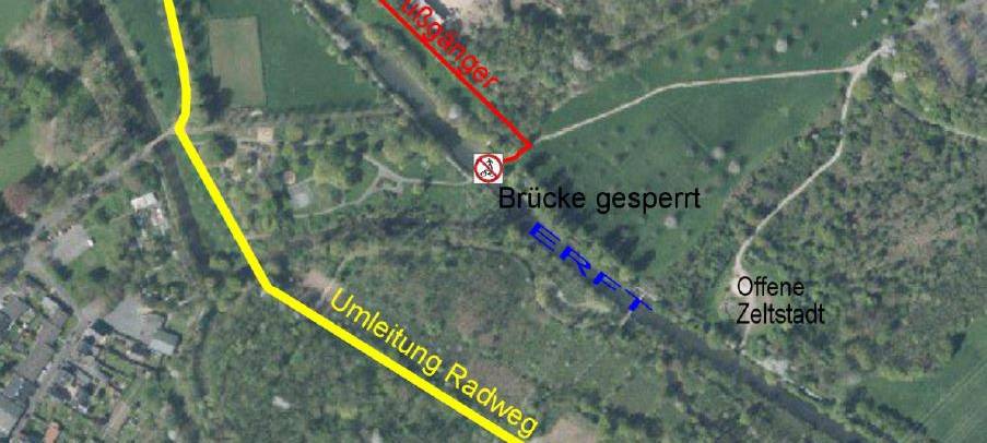 Wehrbrücke in Paffendorf gesperrt