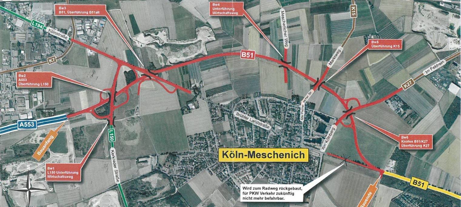 Bauarbeiten für Ortsumgehung B51 bei Köln-Meschenich gestartet