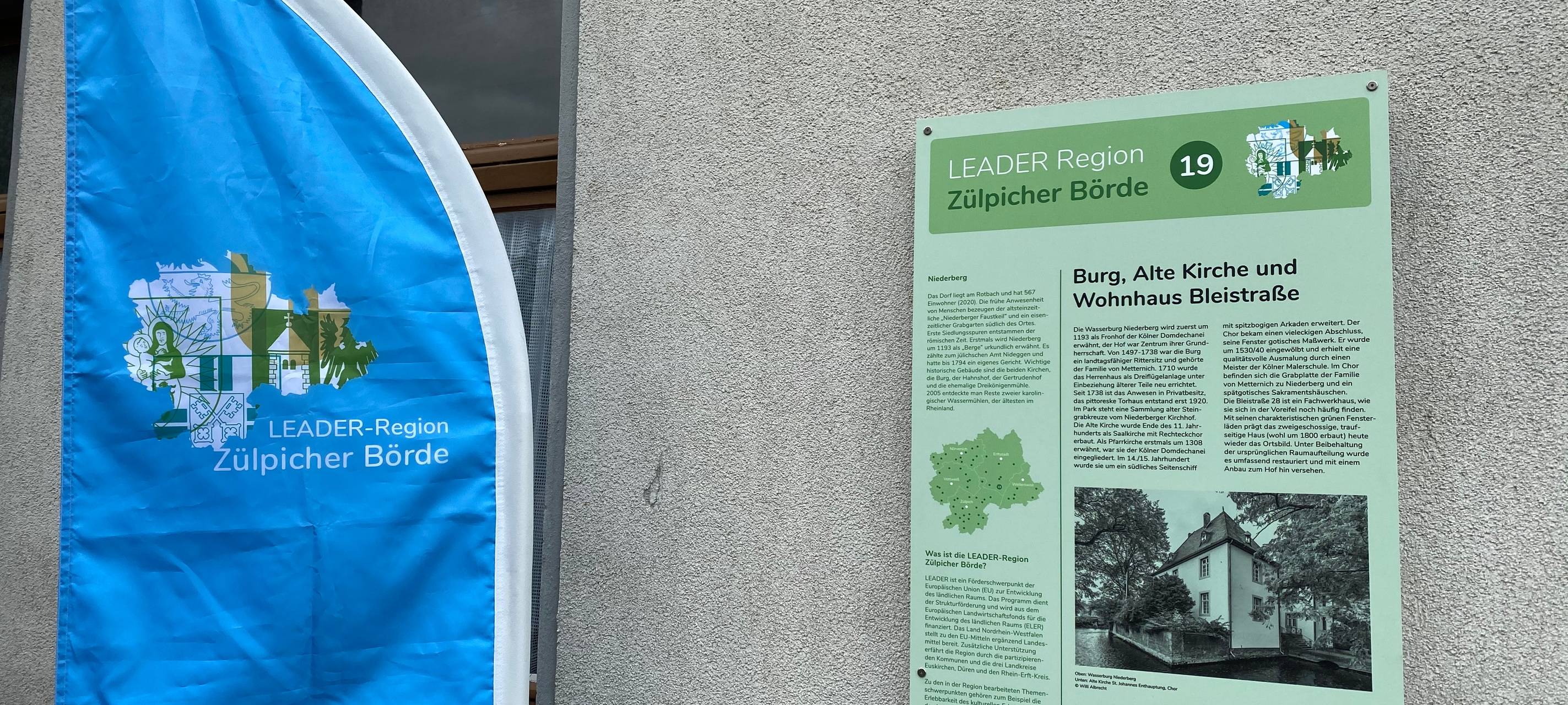 Erftstadt: Ortshighlights auf einer Tafel in Niederberg