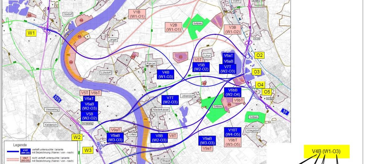 Rhein-Erft: 9 Varianten für die Rheinspange