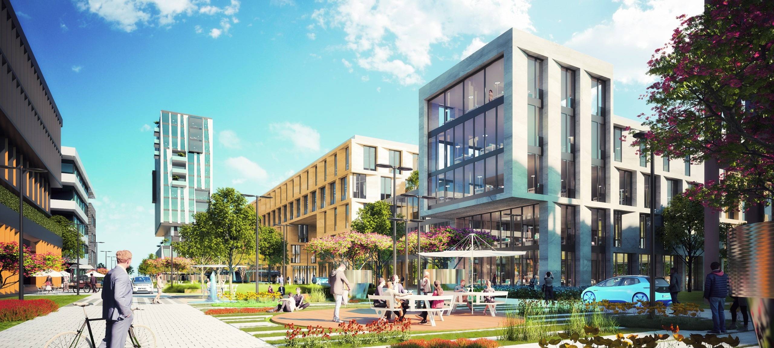 Hürth: Baurecht für Headquarters-Gewerbepark mit Hochhaus
