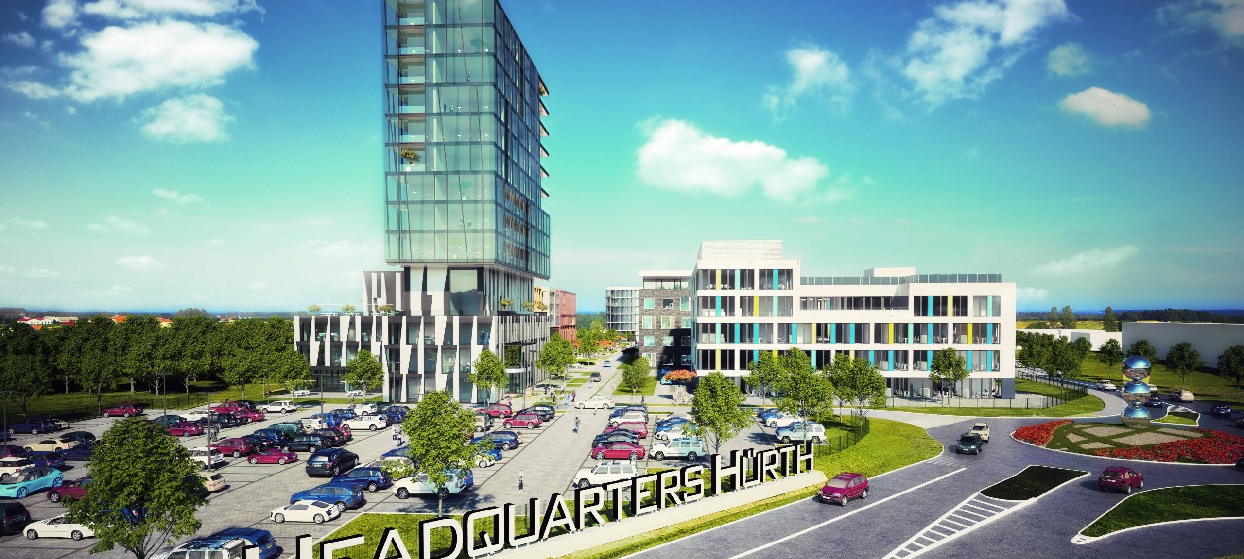 Hürth: Baurecht für Headquarters-Gewerbepark mit Hochhaus