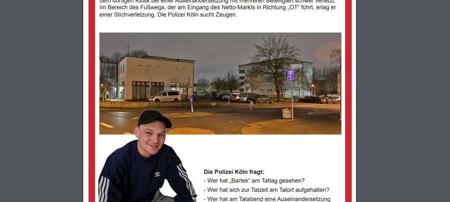 Köln: Polizei sucht mit Plakat nach Mörder