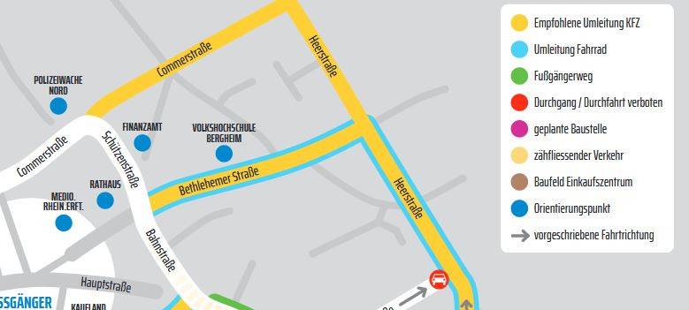Kölner Straße in Bergheim nur einspurig