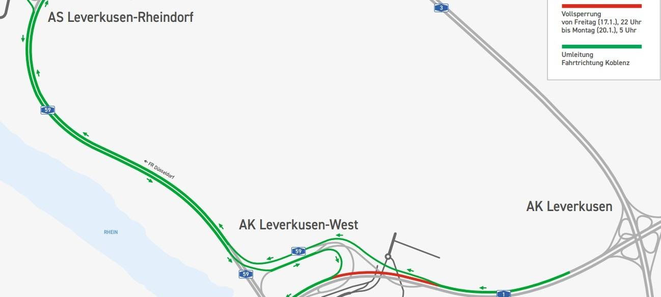 A1 bei Leverkusen gesperrt: am Wochenende drohen Staus