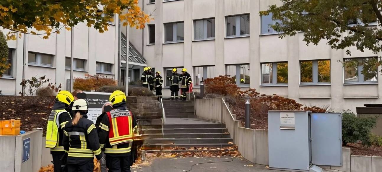 Feuerwehr räumt Finanzamt in Bergheim