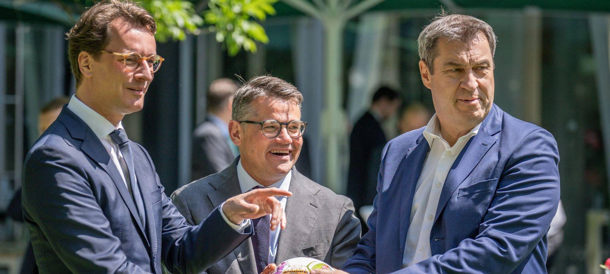 Hendrik Wüst, Boris Rhein und Markus Söder