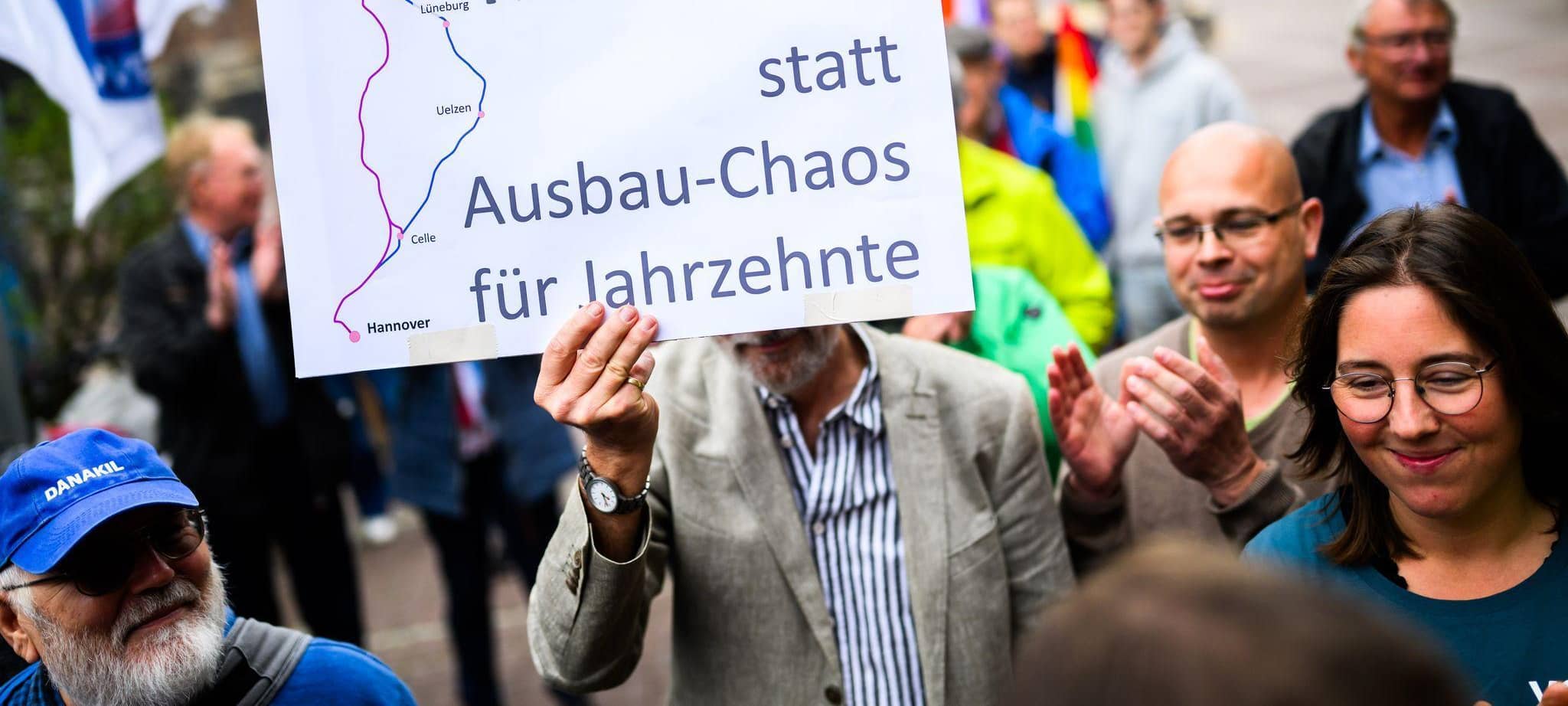 Demonstration für Bahn-Neubaustrecke Hamburg-Hannover