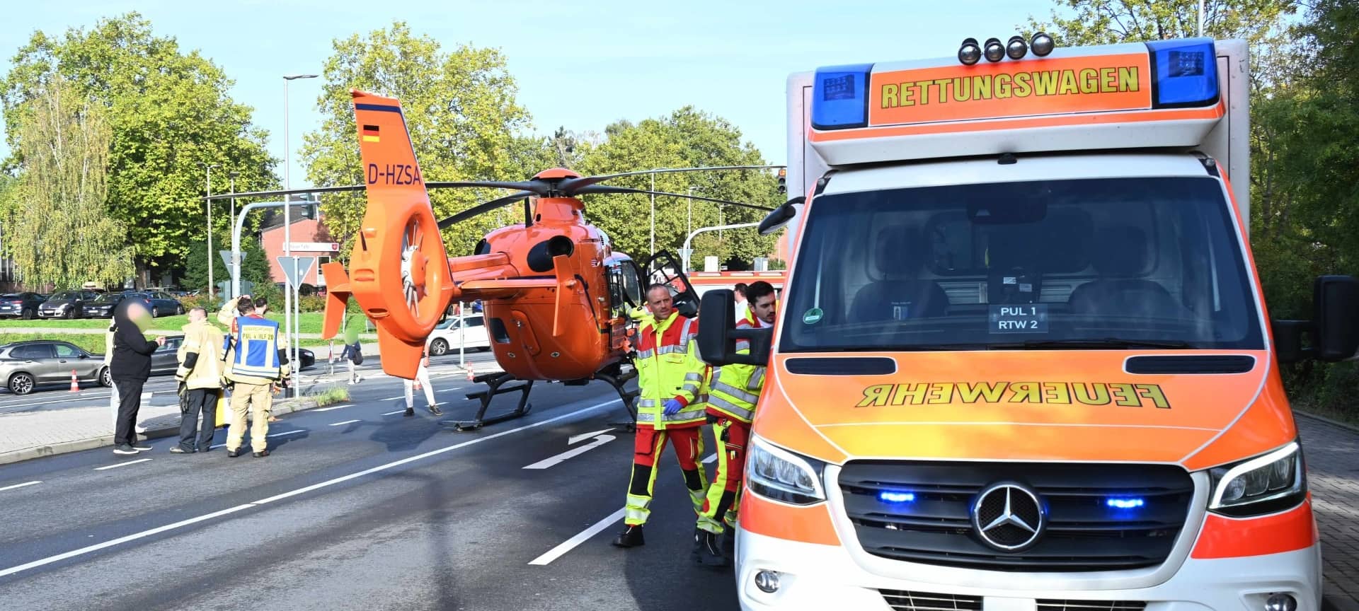Hubschraubereinsatz nach Unfall in Pulheim