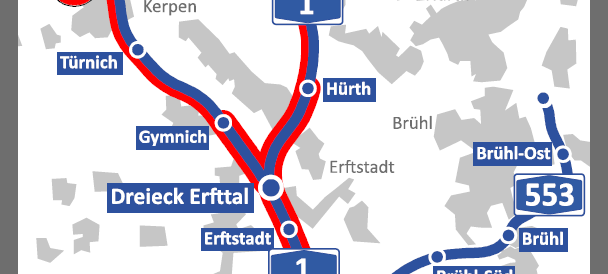 Rhein-Erft: Vollsperrung A1/A61 am Wochenende