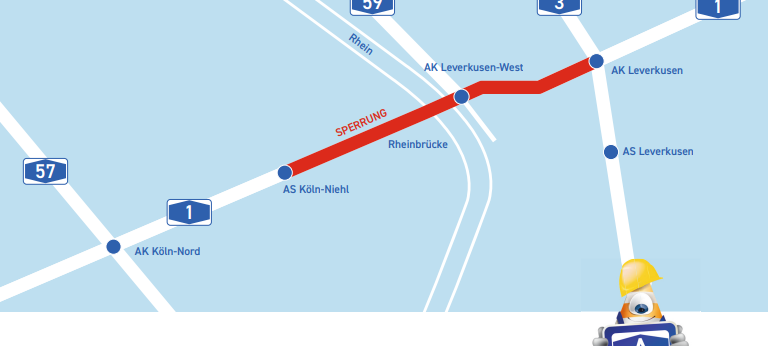 Region: Sperrung der A1 Rheinbrücke beginnt