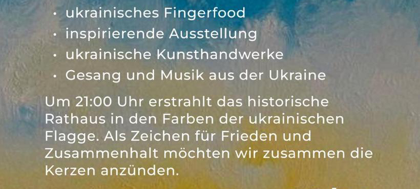 Erftstadt: Historisches Rathaus in Farben der Ukraine